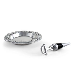 Arthur Court Designs Equestrian Horse Bit Wine Coaster and Stopper Set